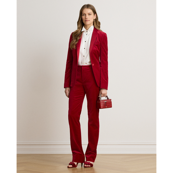Stretch Velvet Straight Trouser