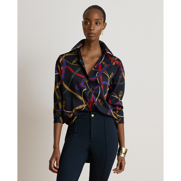 Relaxed Fit Belting-Print Twill Shirt