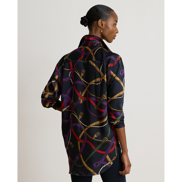 Relaxed Fit Belting-Print Twill Shirt