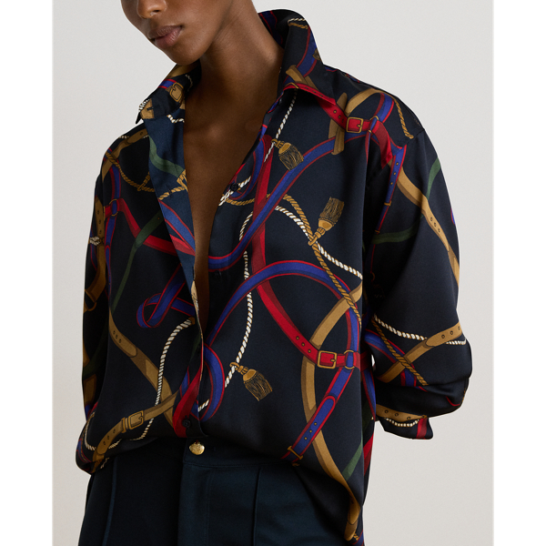 Relaxed Fit Belting-Print Twill Shirt