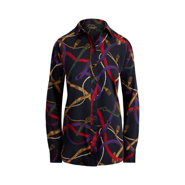 Relaxed Fit Belting-Print Twill Shirt