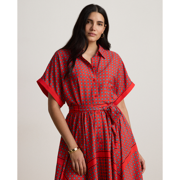 Foulard-Print Crepe Shirtdress
