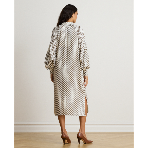 Foulard-Print Twill Midi Shirtdress