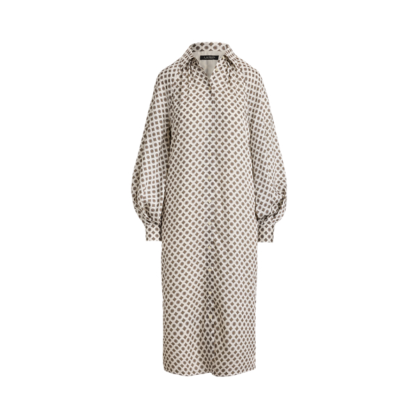 Foulard-Print Twill Midi Shirtdress