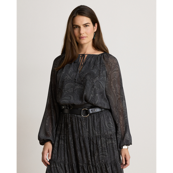 Paisley Crinkle Georgette Tiered Dress