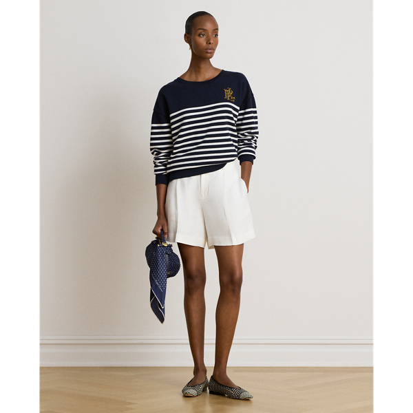 Lauren Navy/White Striped Beaded French Terry Pullover Lauren 4