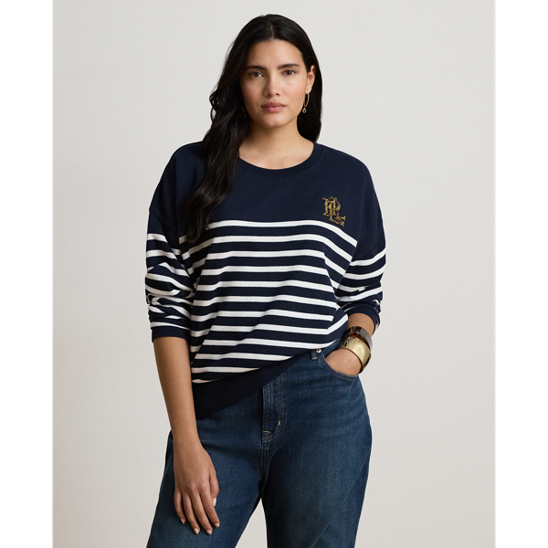 Striped Beaded French Terry Pullover