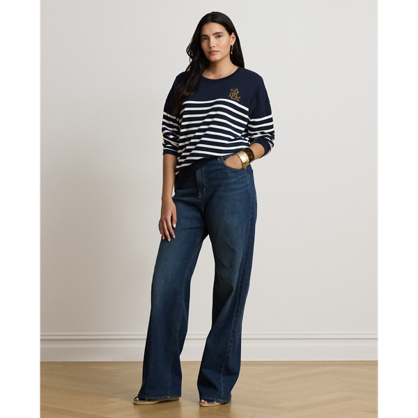 Striped Beaded French Terry Pullover