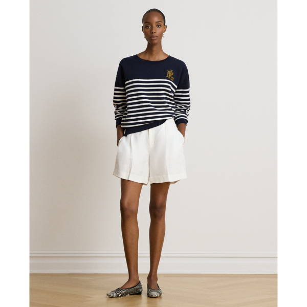 Lauren Navy/White Striped Beaded French Terry Pullover Lauren 7