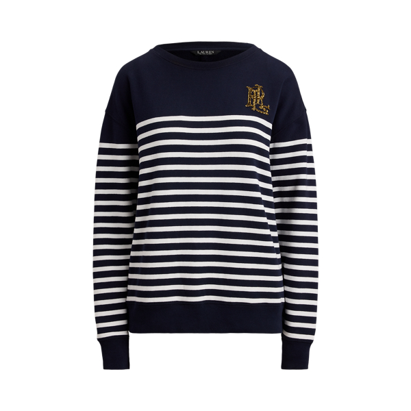 Lauren Navy/White Striped Beaded French Terry Pullover Lauren 2