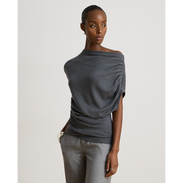 Pull asym&eacute;trique &agrave; mancherons