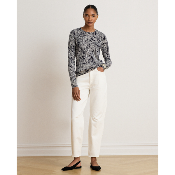 Katoenen modal trui met paisleyprint