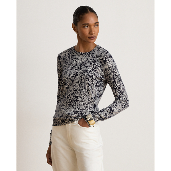 Katoenen modal trui met paisleyprint