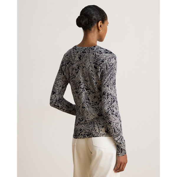 Katoenen modal trui met paisleyprint