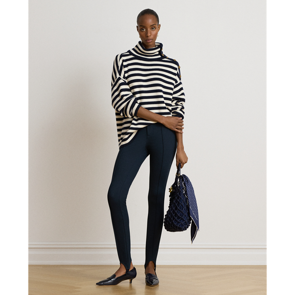 Gestreepte turtleneck trui met knopen