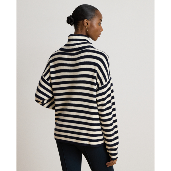 Gestreepte turtleneck trui met knopen
