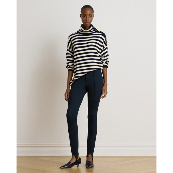 Gestreepte turtleneck trui met knopen