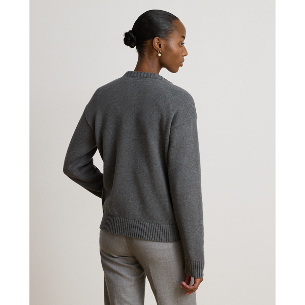 Melierter Strickpullover mit Husky-Motiv