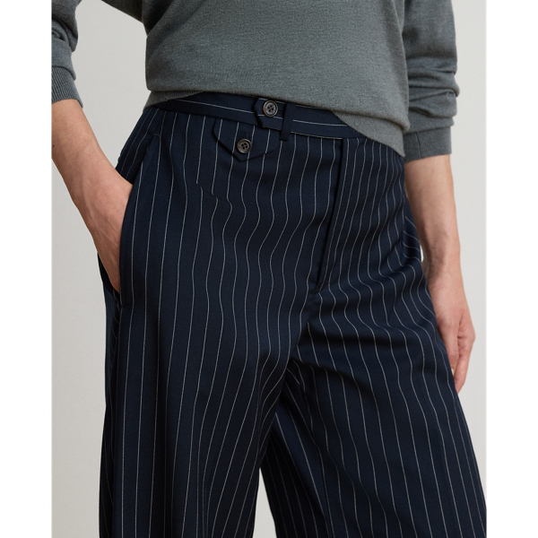 Pantaloni a gamba larga in twill gessato