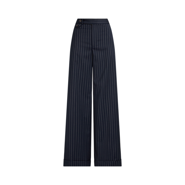 Pantaloni a gamba larga in twill gessato