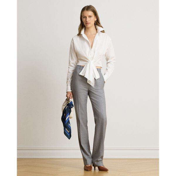 Camicia corta in popeline con fiocco