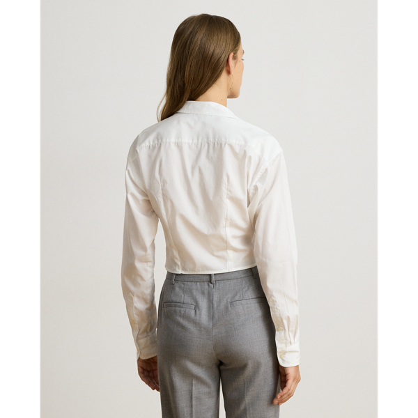 Camicia corta in popeline con fiocco