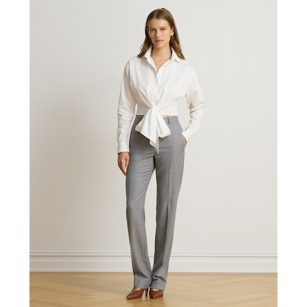 Camicia corta in popeline con fiocco