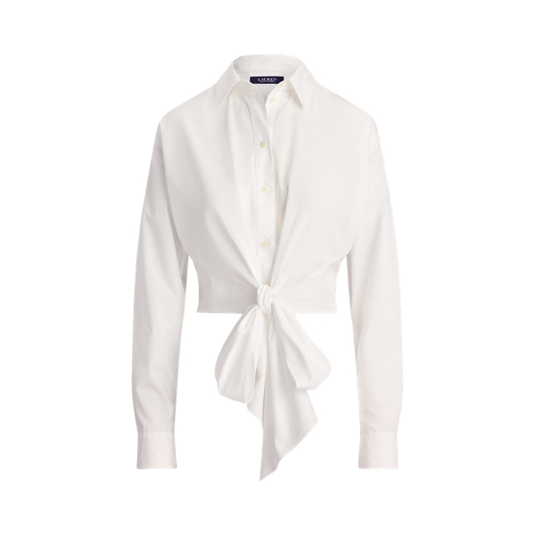 Camicia corta in popeline con fiocco