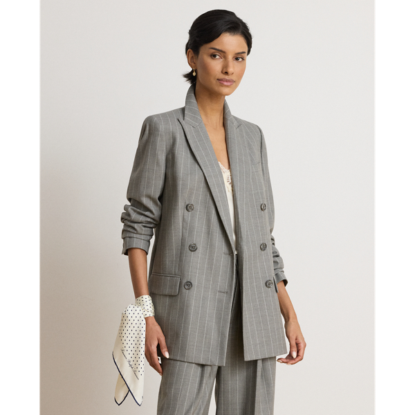 Blazer a doppio petto in twill gessato