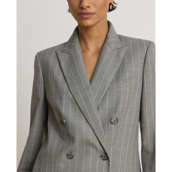 Blazer a doppio petto in twill gessato