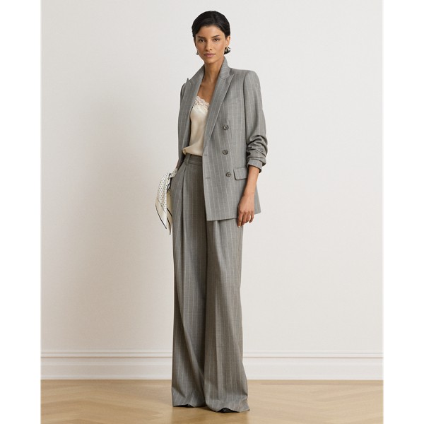 Blazer a doppio petto in twill gessato