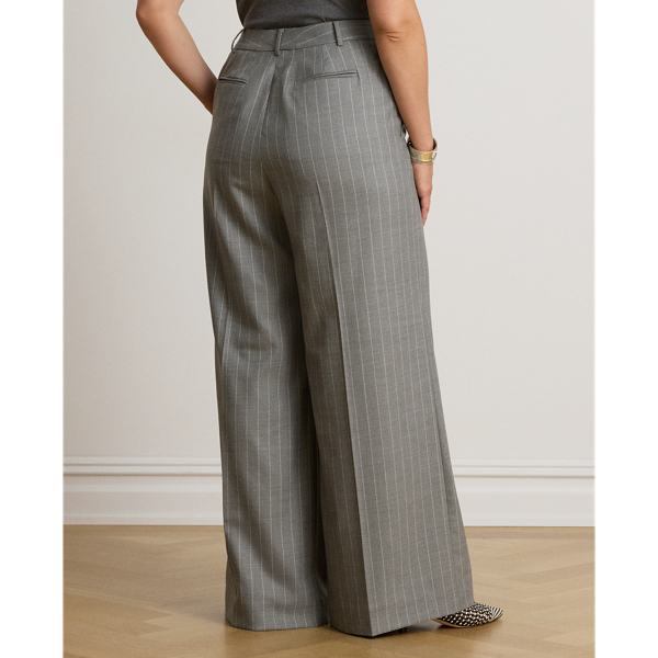 Pinstripe Twill Wide-Leg Pant