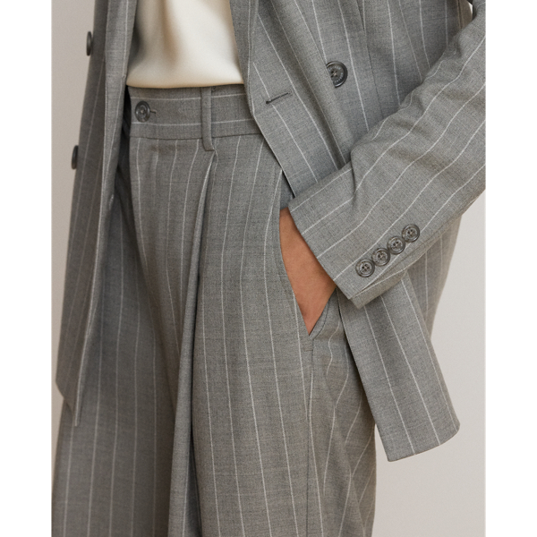 Pantaloni gessati in twill a gamba larga