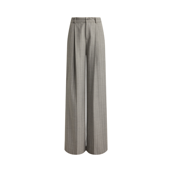 Pantaloni gessati in twill a gamba larga