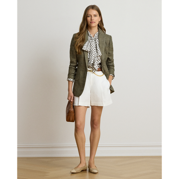 Glen Plaid Linen Twill Blazer