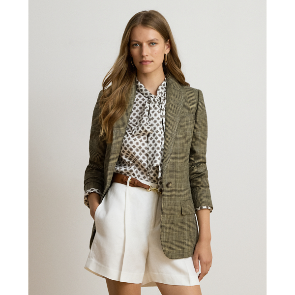 Glen Plaid Linen Twill Blazer