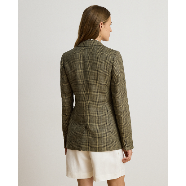 Glen Plaid Linen Twill Blazer