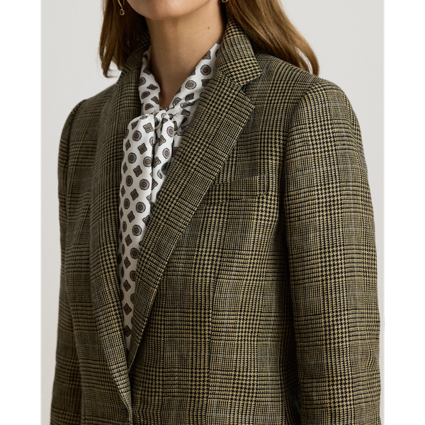 Glen Plaid Linen Twill Blazer
