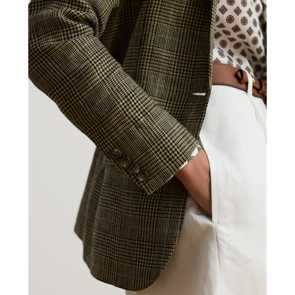 Glen Plaid Linen Twill Blazer
