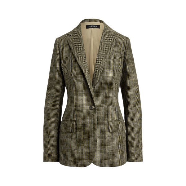 Glen Plaid Linen Twill Blazer