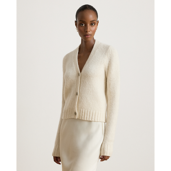 Wool-Blend Cropped V-Neck Cardigan