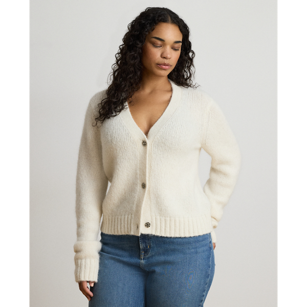 Wool-Blend Cropped V-Neck Cardigan