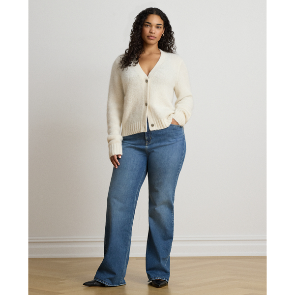Wool-Blend Cropped V-Neck Cardigan