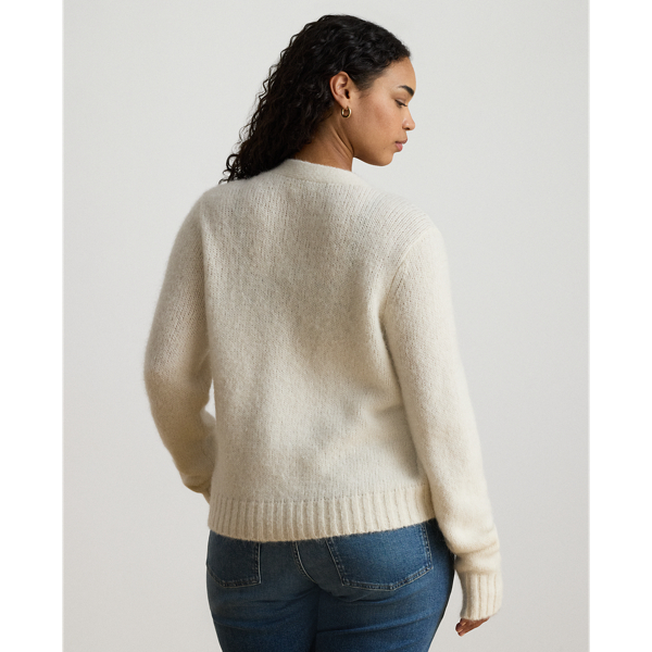 Wool-Blend Cropped V-Neck Cardigan