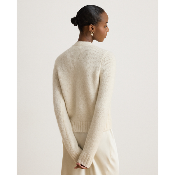 Wool-Blend Cropped V-Neck Cardigan