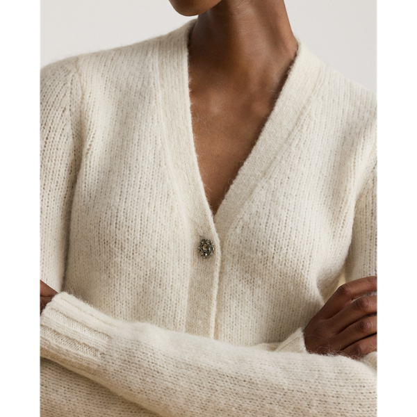 Wool-Blend Cropped V-Neck Cardigan