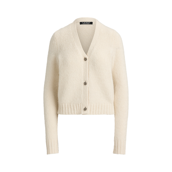 Wool-Blend Cropped V-Neck Cardigan