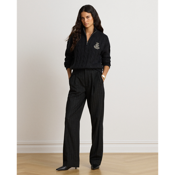 Cable Funnelneck Quarter-Zip Sweater