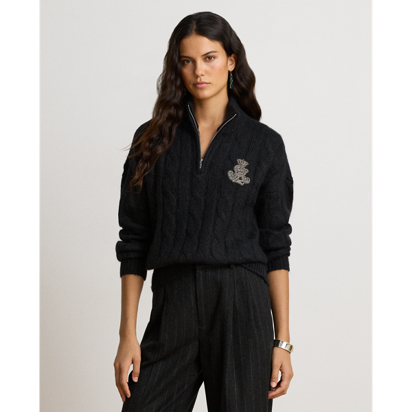 Cable Funnelneck Quarter-Zip Sweater