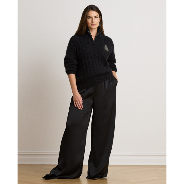 Cable Funnelneck Quarter-Zip Sweater